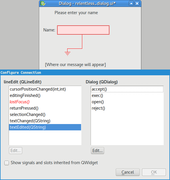 Assigning a signal to a slot. Assigning a signal to a
slot