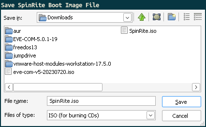 An Arch Linux dialog asking the user to store the file SpinRite.iso in the
user&rsquo;s Downloads folder